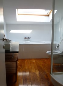 modern bathroom with bath and shower